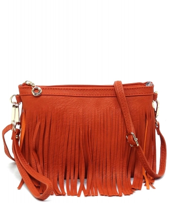 Western Fringe Clutch Cross Body Bag E091 BURNT ORANGE